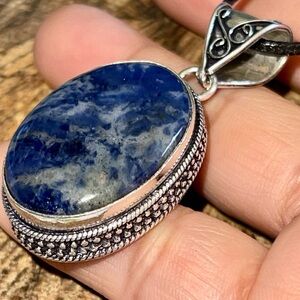Deep Navy Sodalite Pendant 1 7/8”